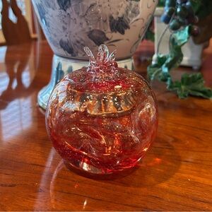 Red Hand Blown Glass Tomato Decor